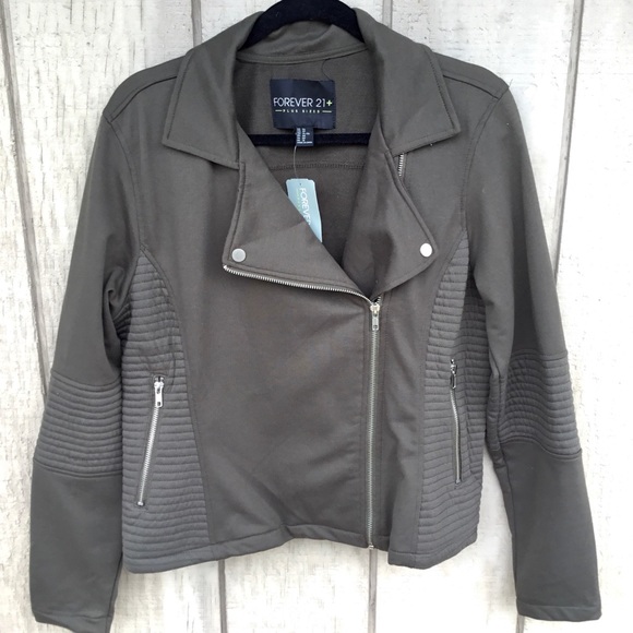 Forever 21 Jackets & Blazers - 🆕 NWT Forever 21+ Olive Green Moto Jacket 0X